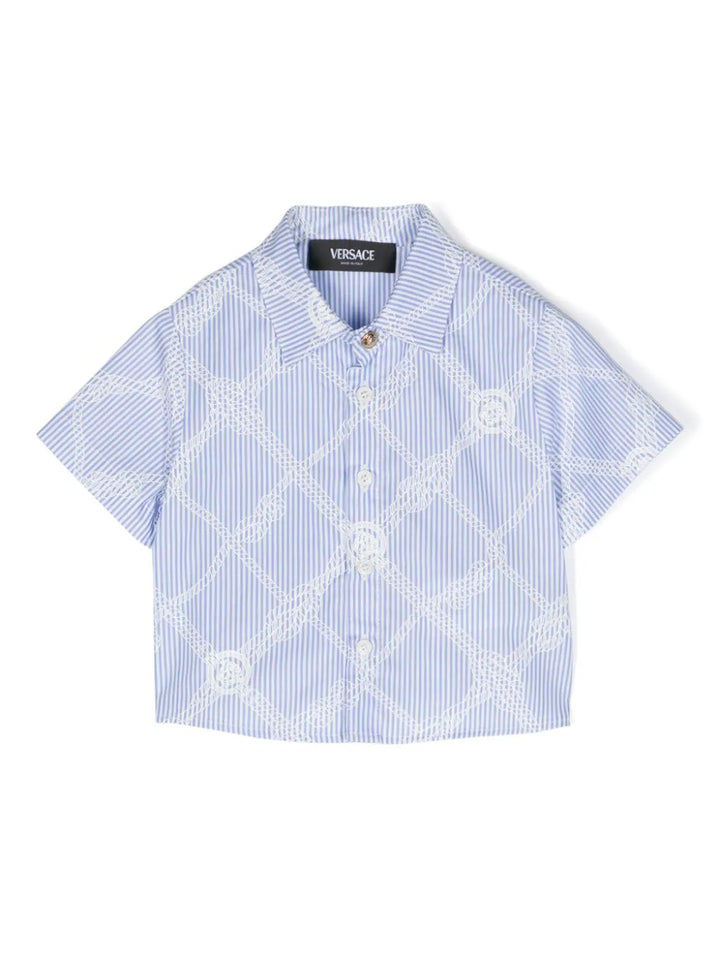 Camicia blu/bianca neonata