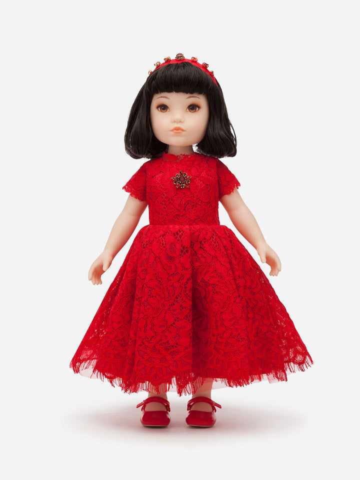 Bambola con abito rosso bambina