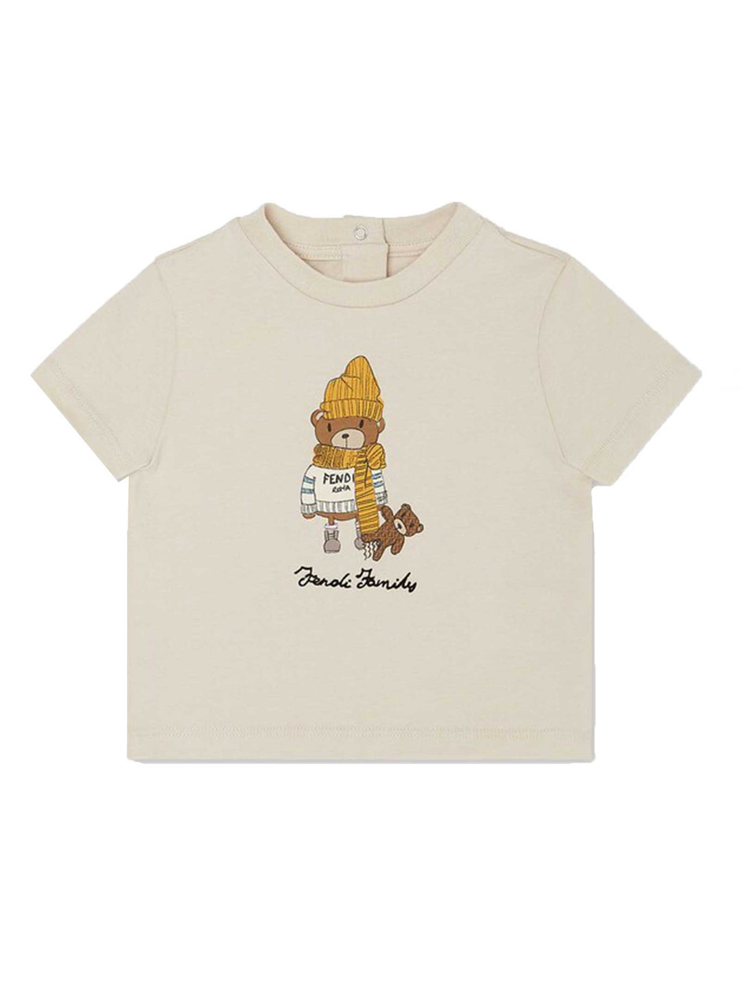 T-shirt beige neonato con stampa  frontale