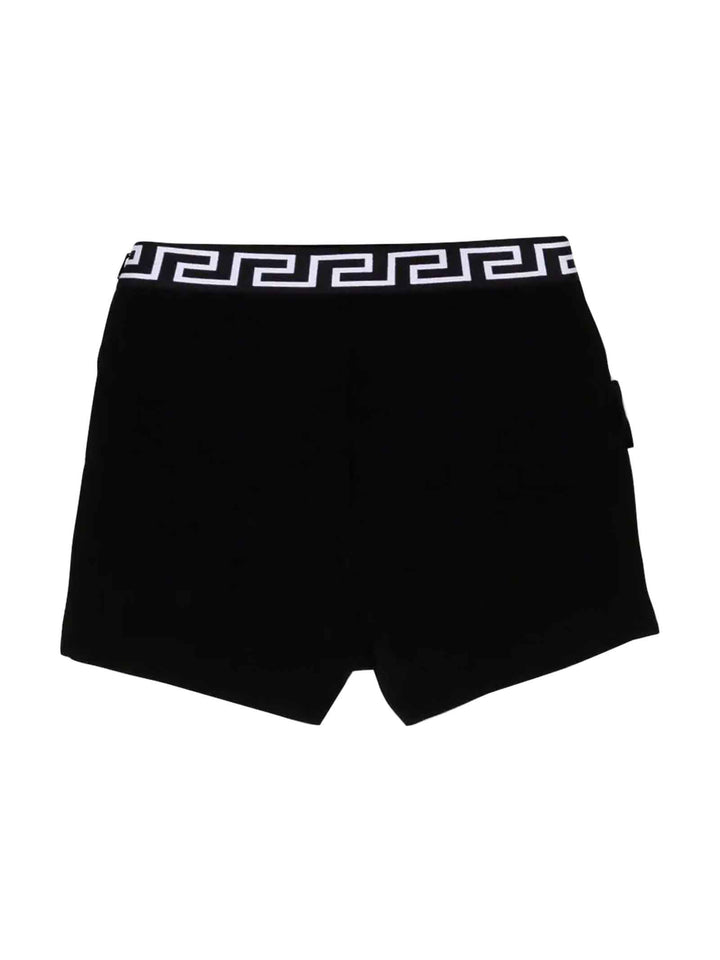Shorts nero con stampa greca bianca