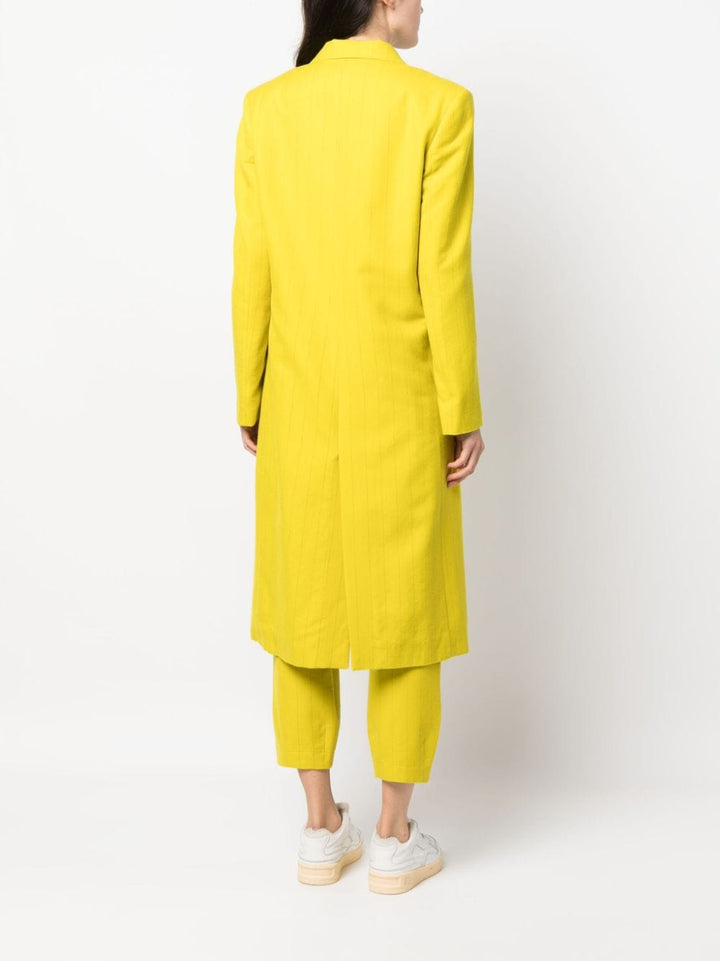 Manteau droit jaune moutarde pour femme