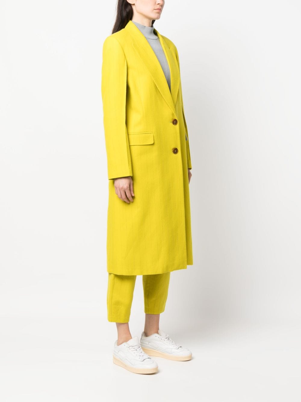 Cappotto monopetto giallo mostarda donna