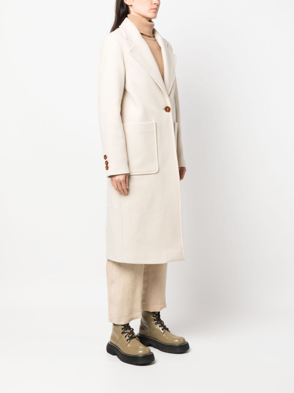 Manteau femme blanc crème à simple boutonnage