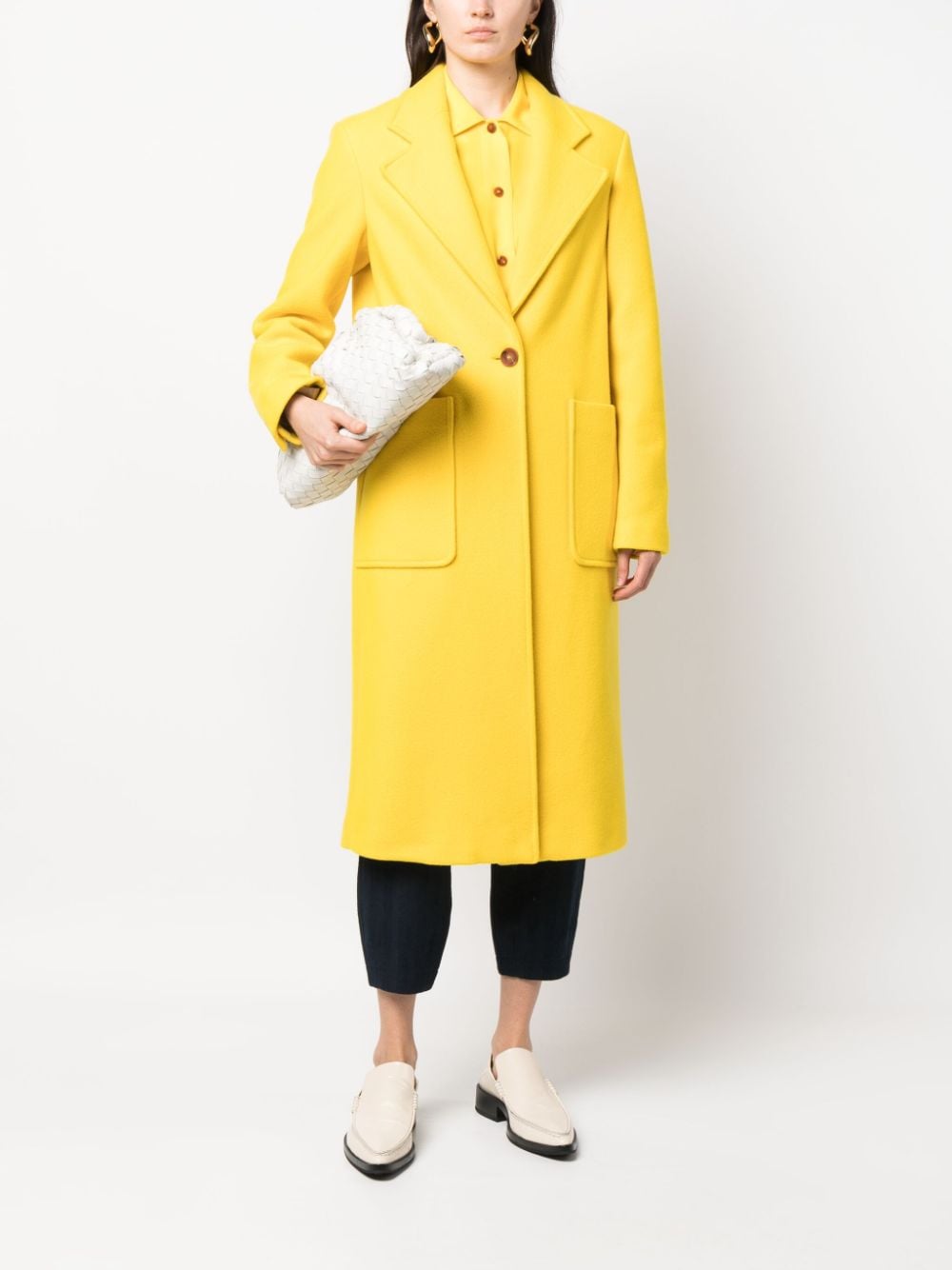 Manteau droit jaune canari pour femme
