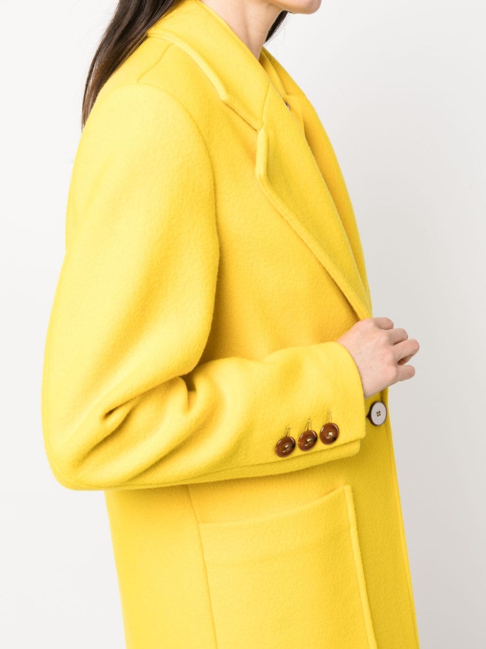 Manteau droit jaune canari pour femme