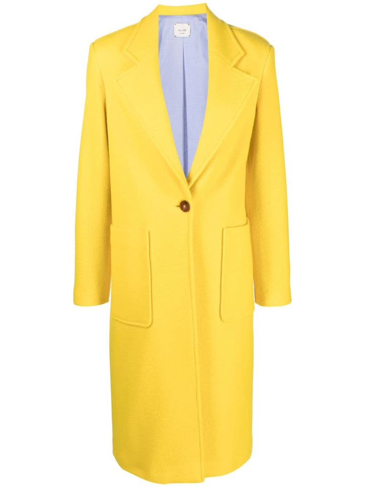 Cappotto monopetto giallo canarino donna