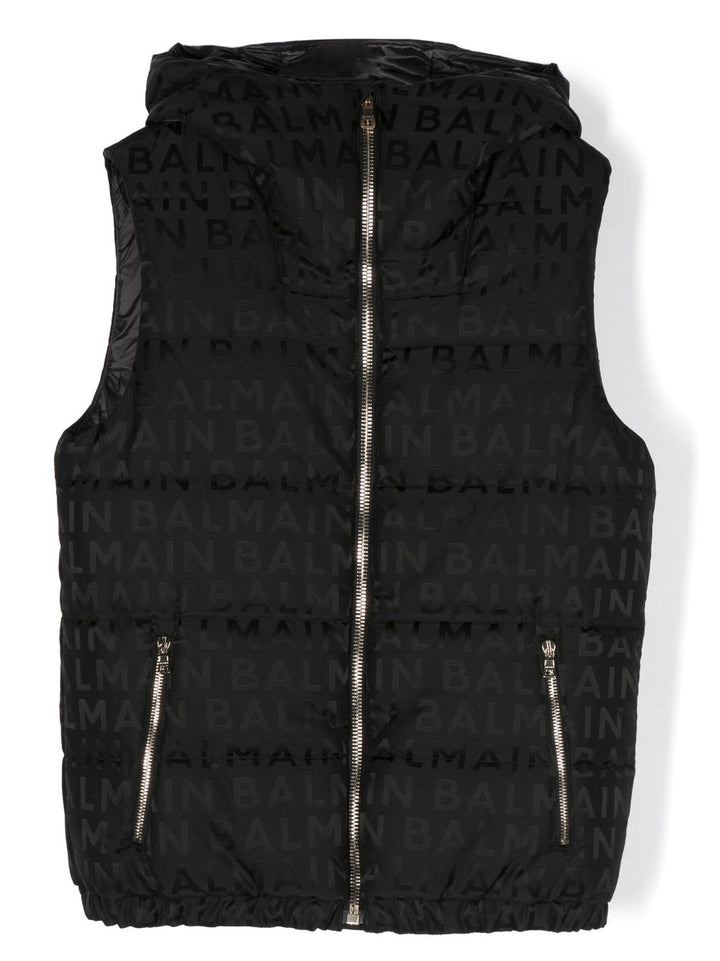 Gilet nero bambino con monogramma