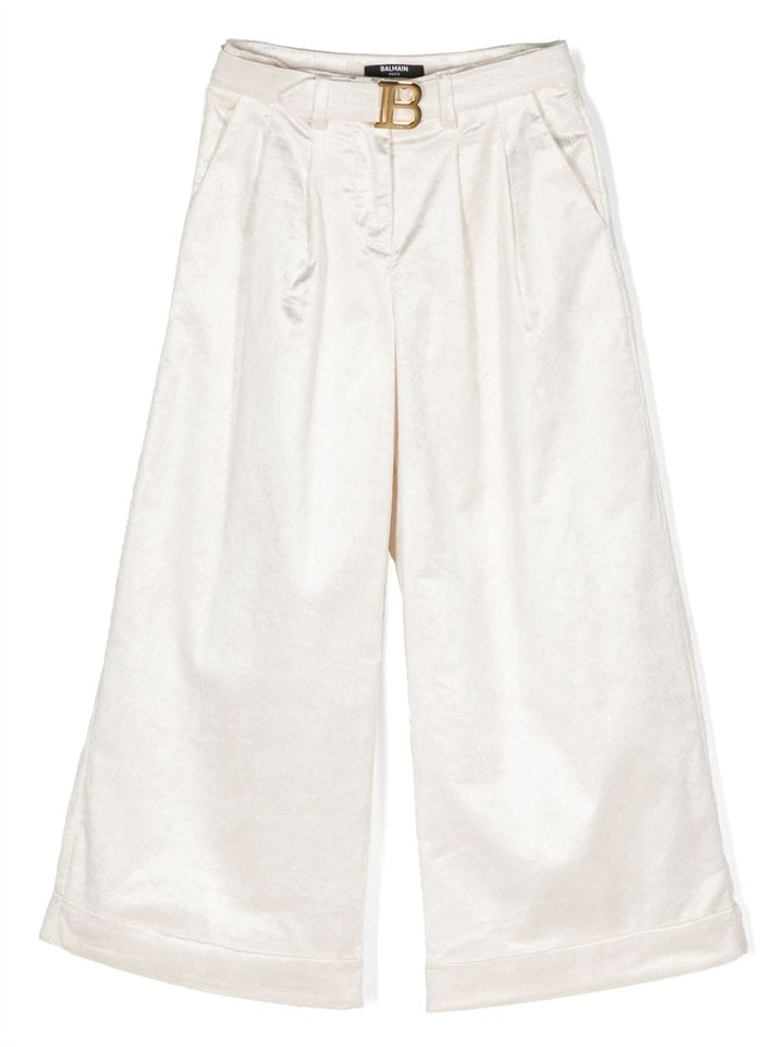 Pantalon côtelé blanc pour fille