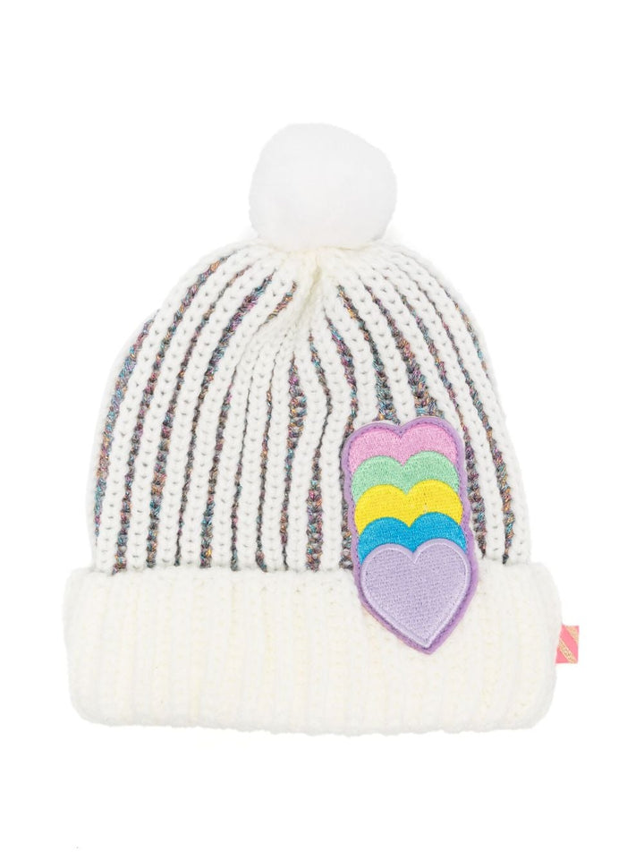 Cappello bianco e multicolor bambina con applicazione