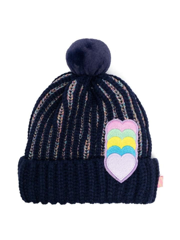 Cappello blu navy e multicolor bambina con applicazione