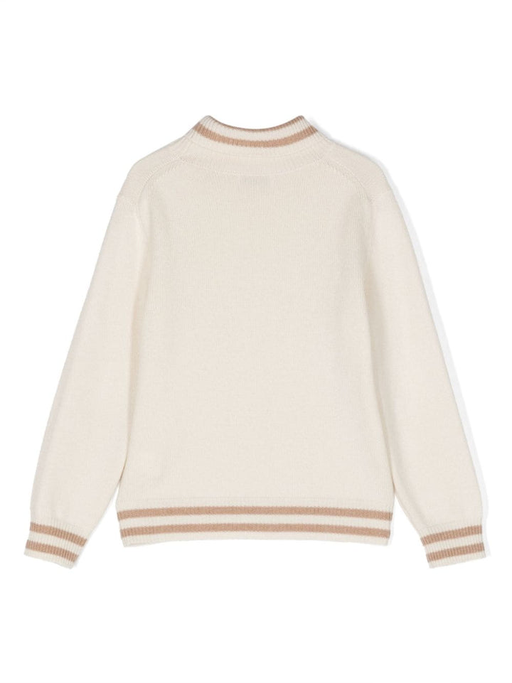 Pull bébé blanc crème et beige