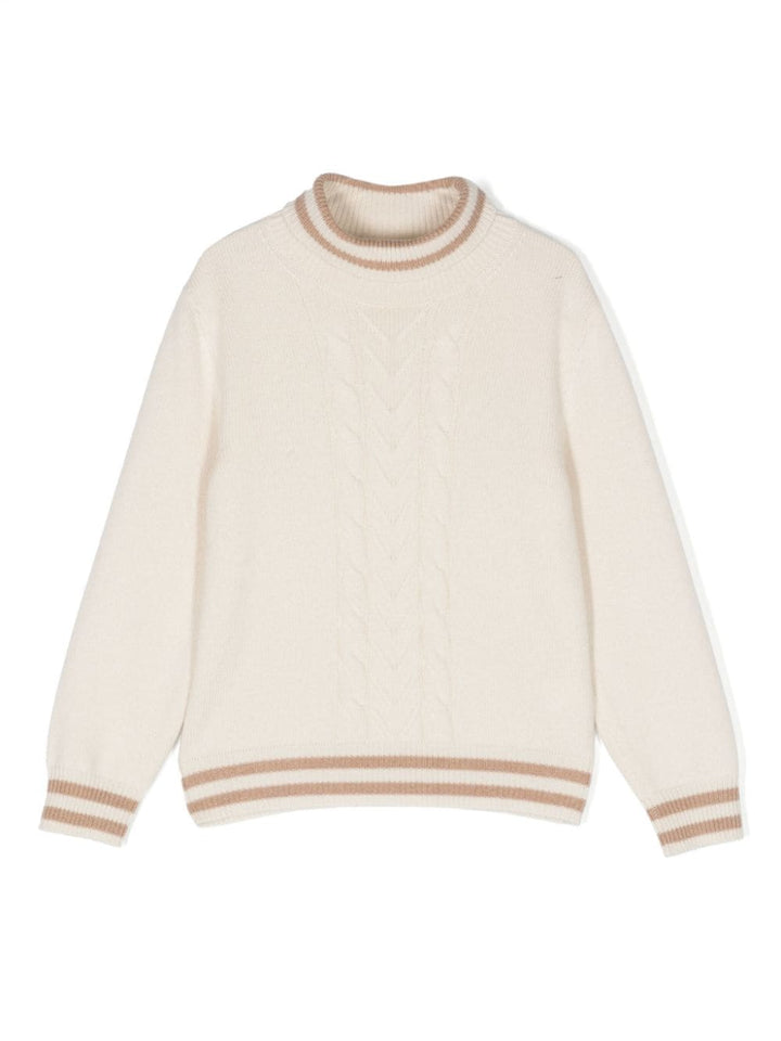 Pull bébé blanc crème et beige