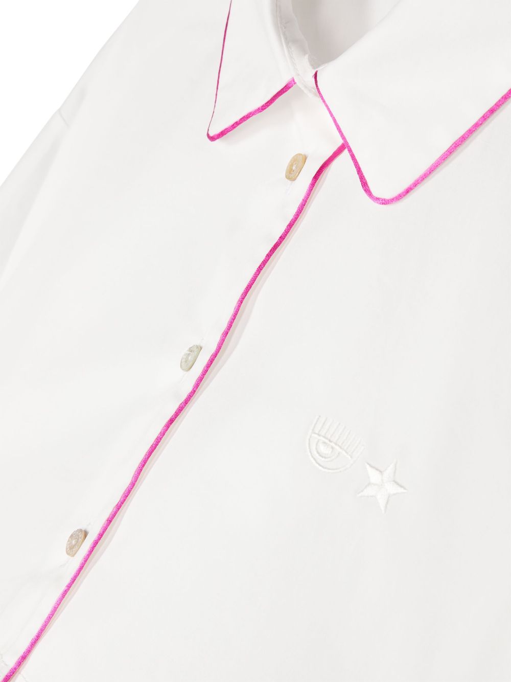 Camicia bianca con dettagli rosa bambina