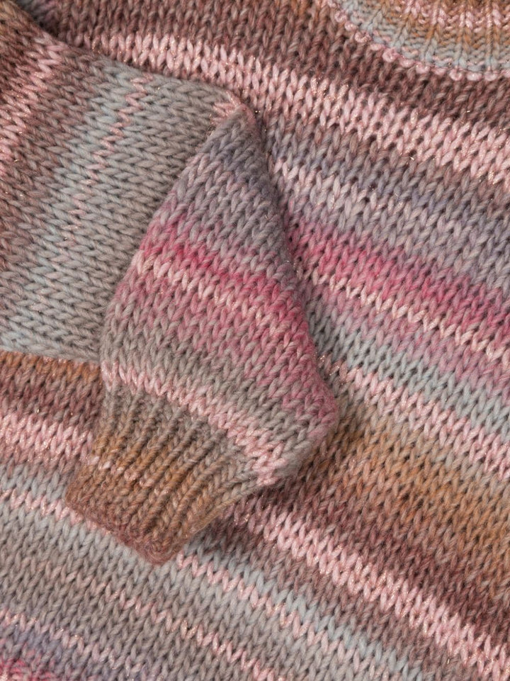 Maglione rosa a righe multicolor bambina