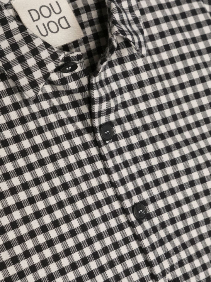 Chemise fille à carreaux noir et blanc avec imprimé