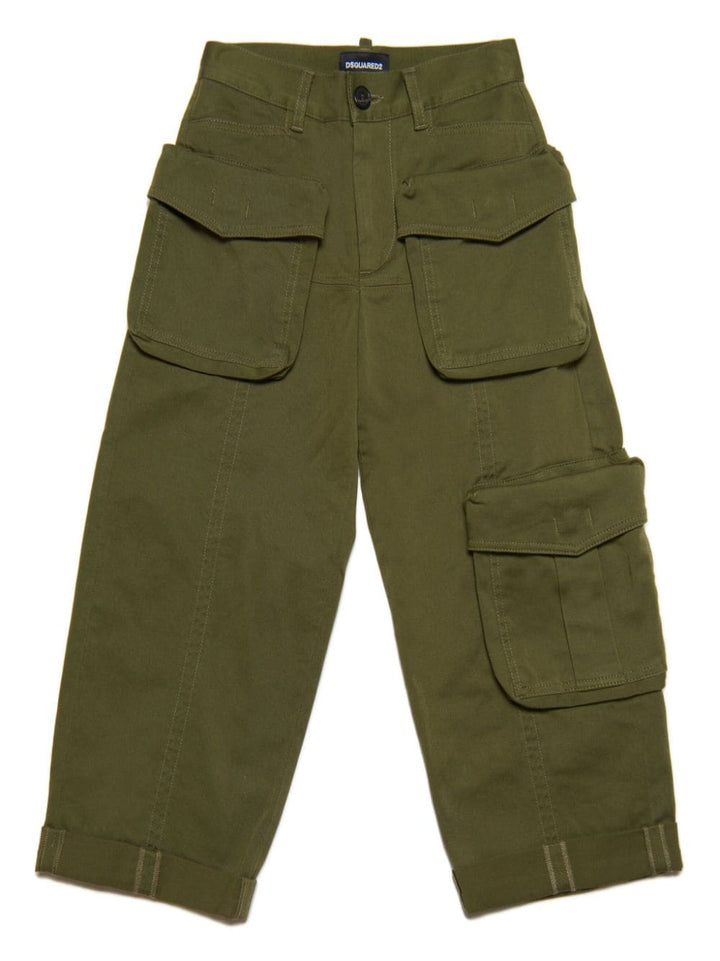 Pantalone verde bambina,con cinque tasche