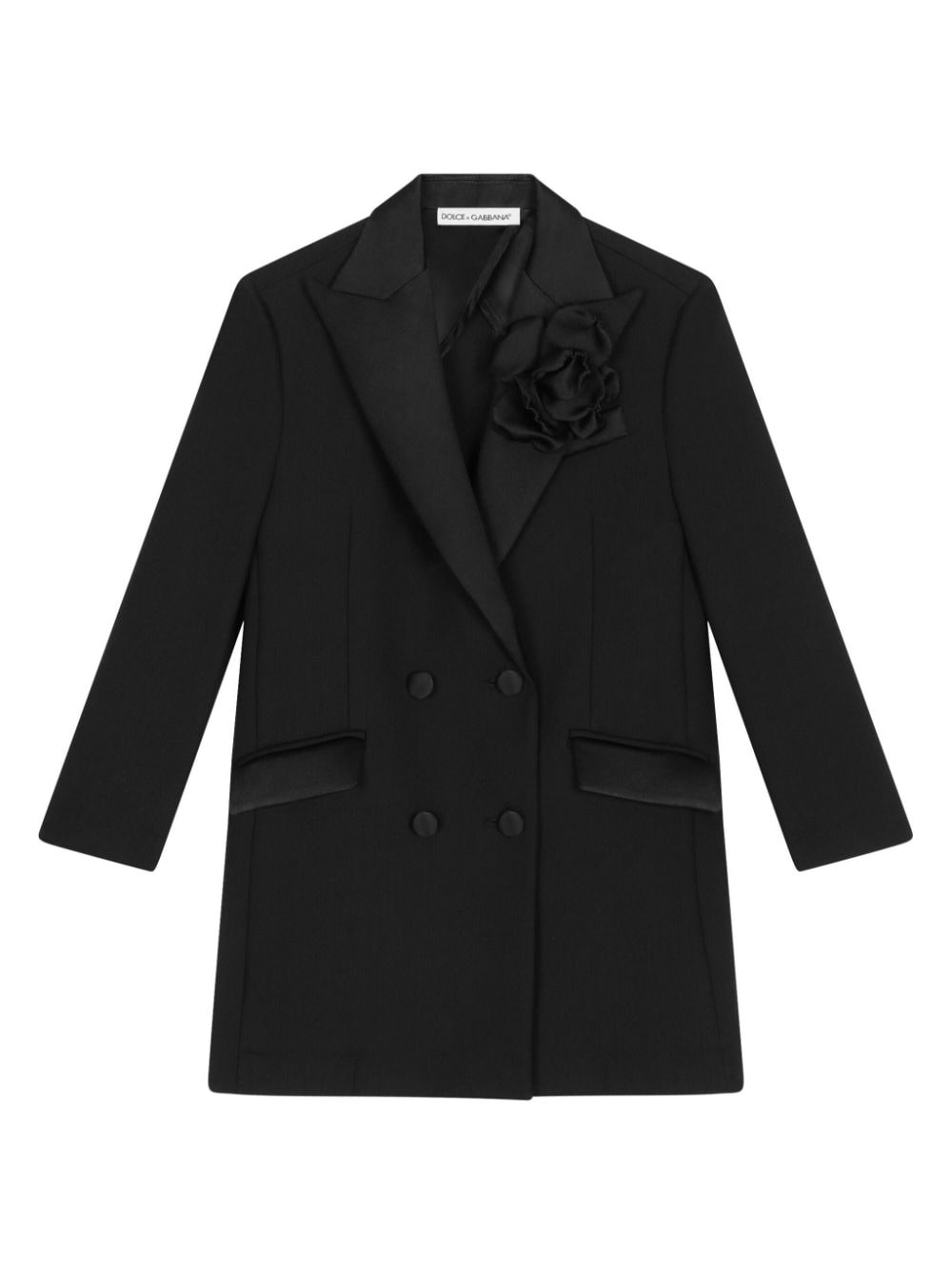 Manteau fille noir avec appliqué fleurs
