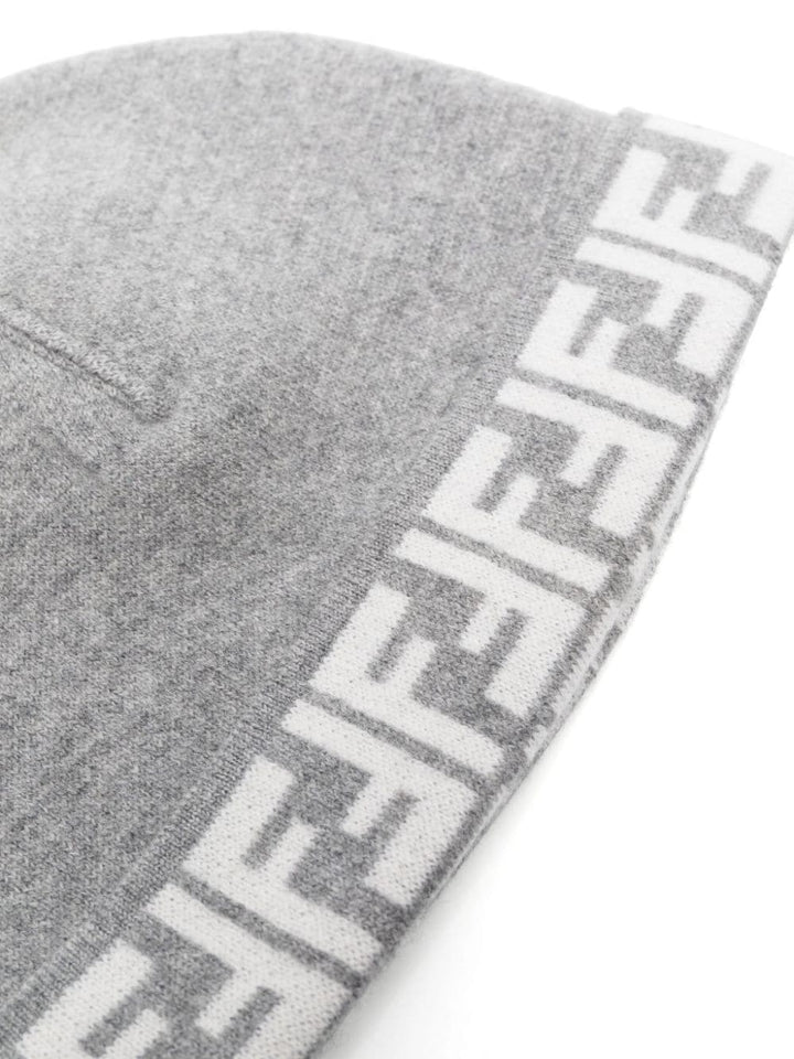 Bonnet gris, réversible, avec bande logo