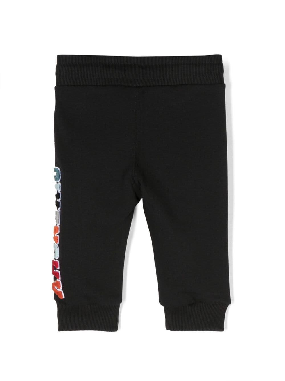 Pantaloni neonato neri con logo bianco