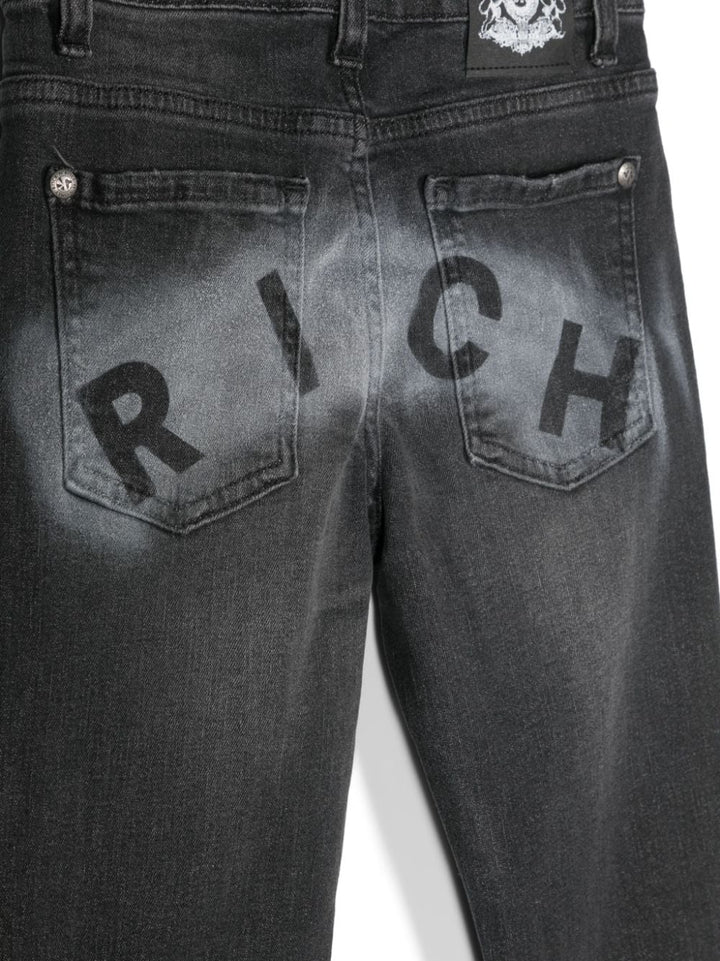 Pantalon en jean enfant noir avec logo