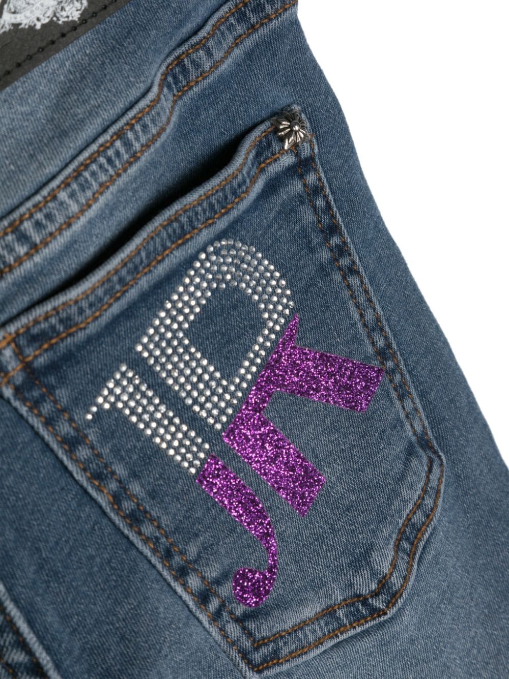 Pantalon fille indigo avec logo