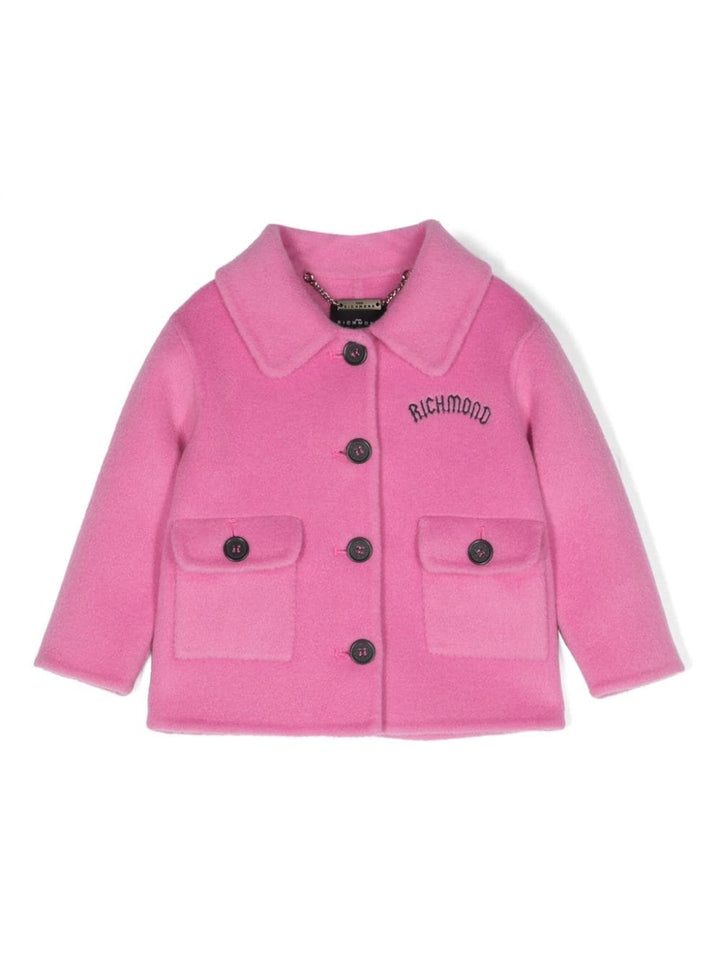 Manteau bébé fille rose bubblegum avec logo brodé