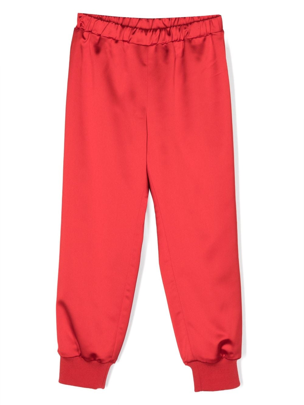 Pantalon rouge pour fille, avec taille et chevilles élastiquées