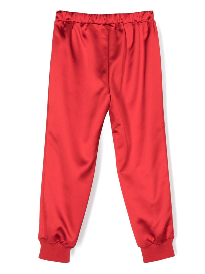 Pantalon rouge pour fille, avec taille et chevilles élastiquées