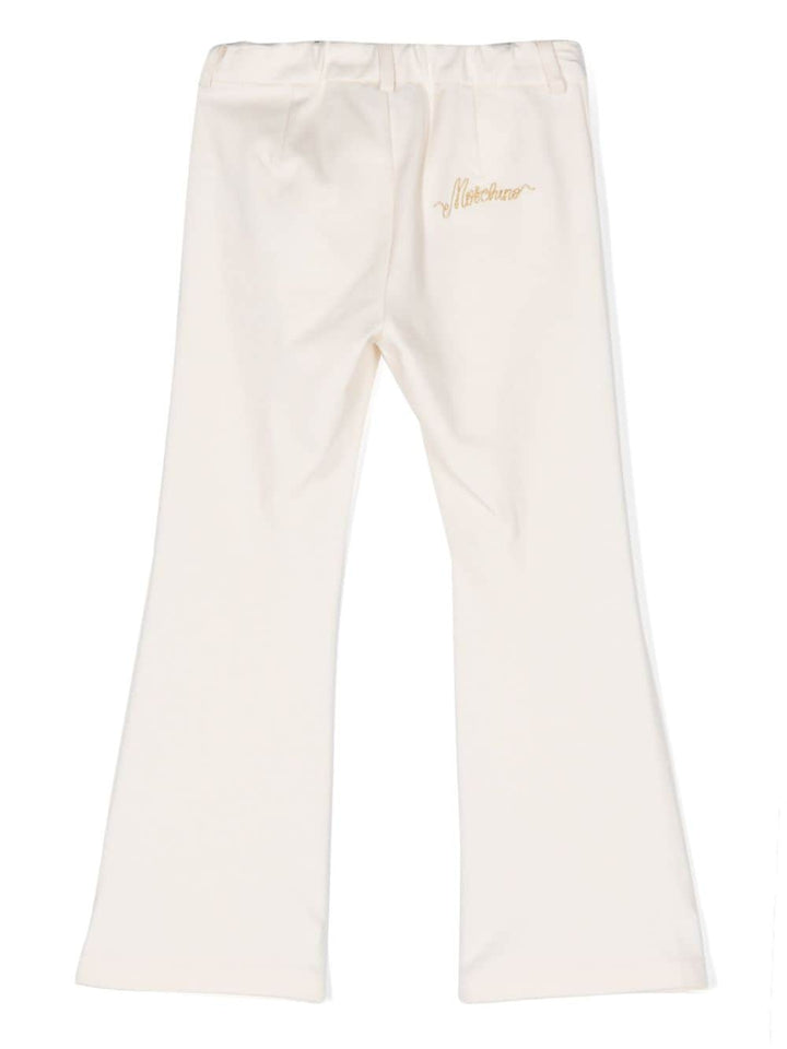Pantaloni bianco crema bambina con ricamo