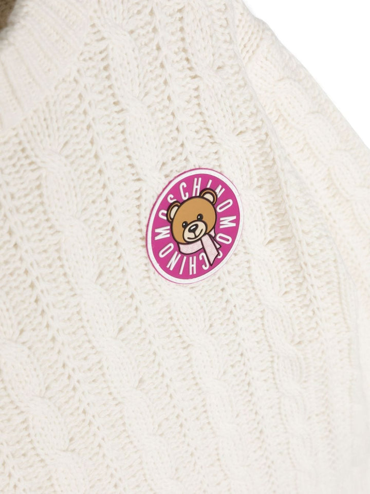 Maglione bianco bambina con logo