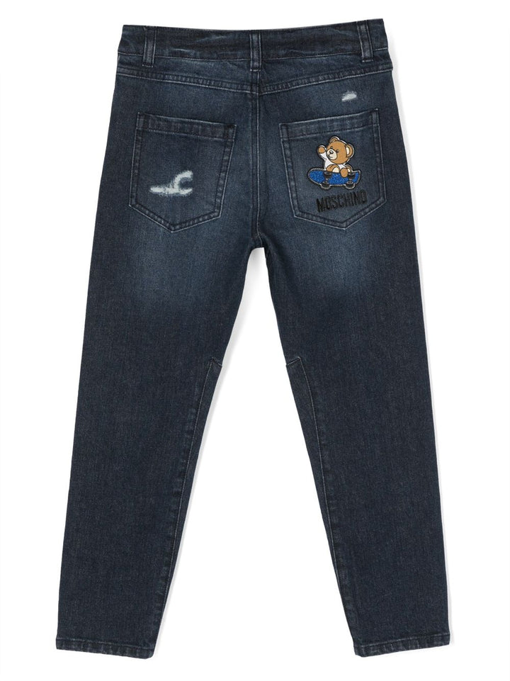 Pantalon baby jeans bleu avec broderie