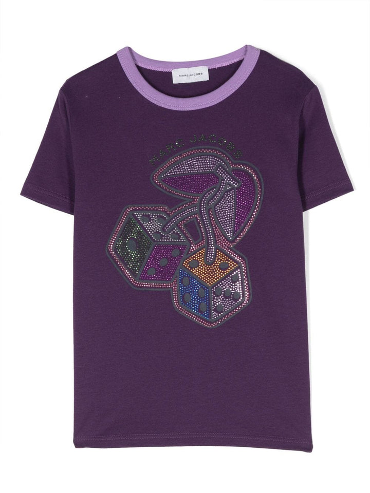 T-shirt viola bambina con applicazioni