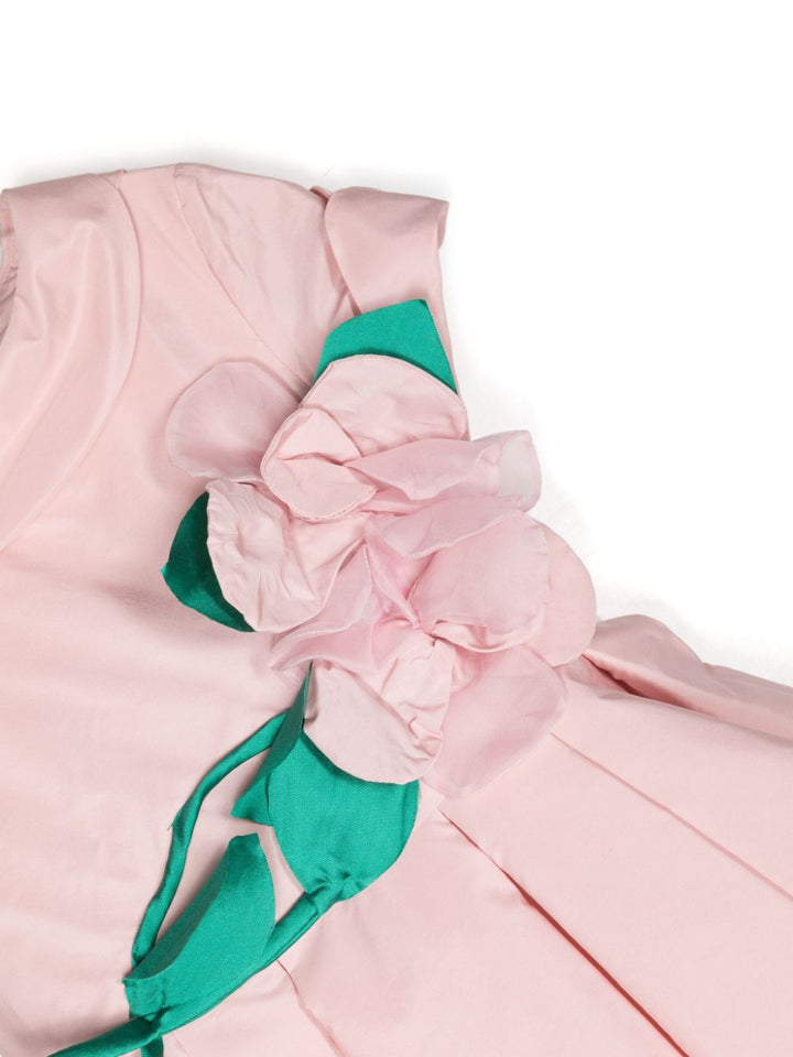 Robe rose pour petite fille, avec applications de fleurs
