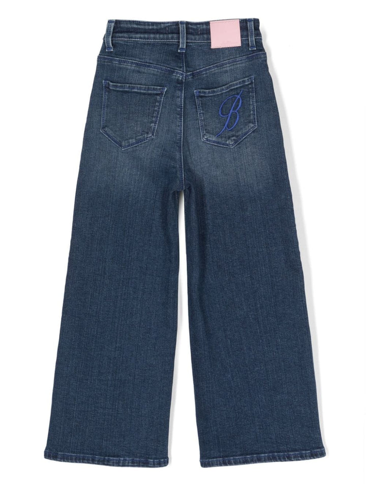 Pantalon en jeans bleu pour fille avec logo