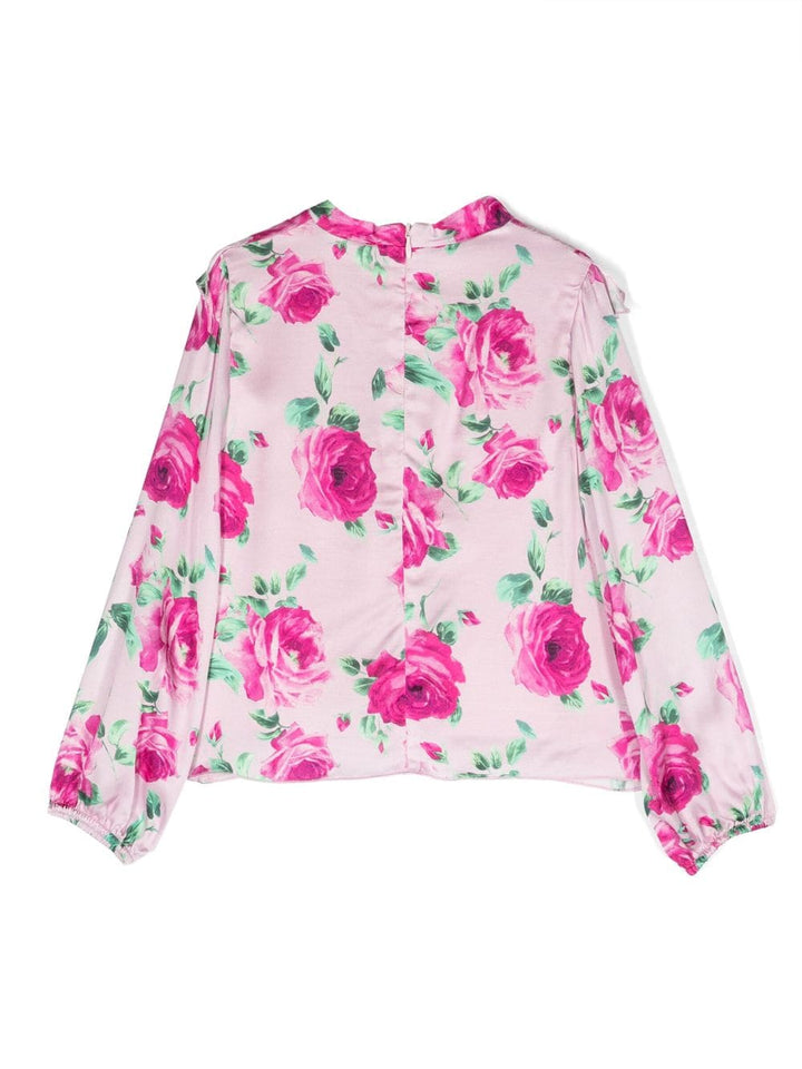 Chemise à fleurs rose pour fille