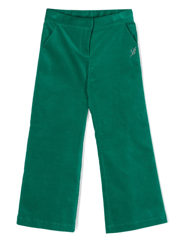 Pantalon fille vert émeraude avec logo