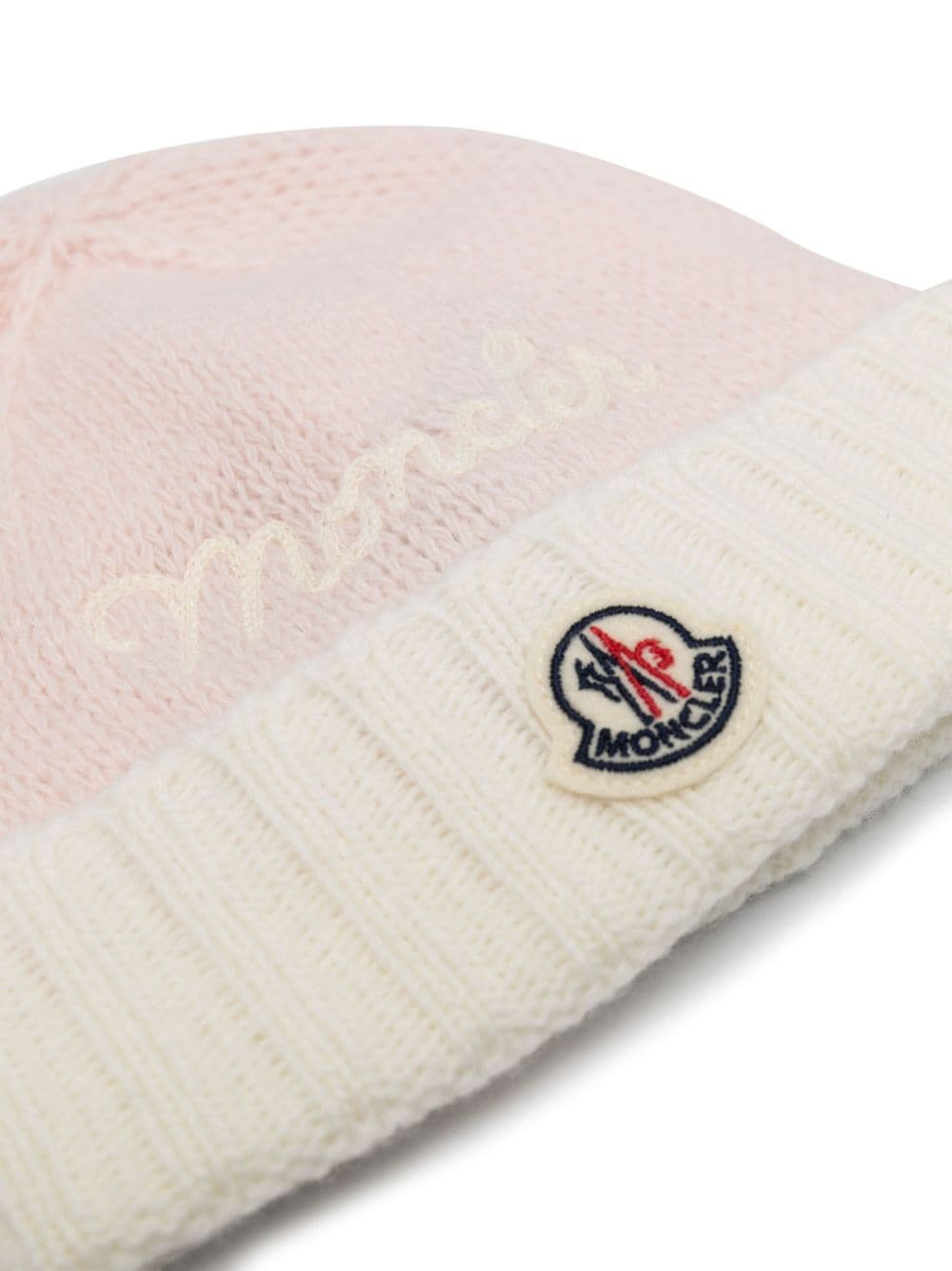Bonnet bébé rose et blanc avec logo
