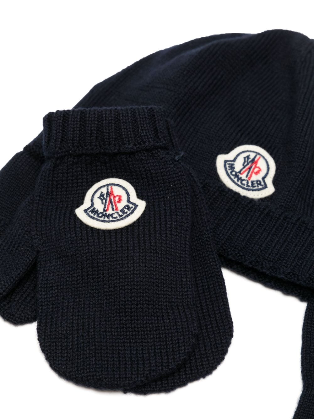 Ensemble bonnet et gants bleu bébé avec logo