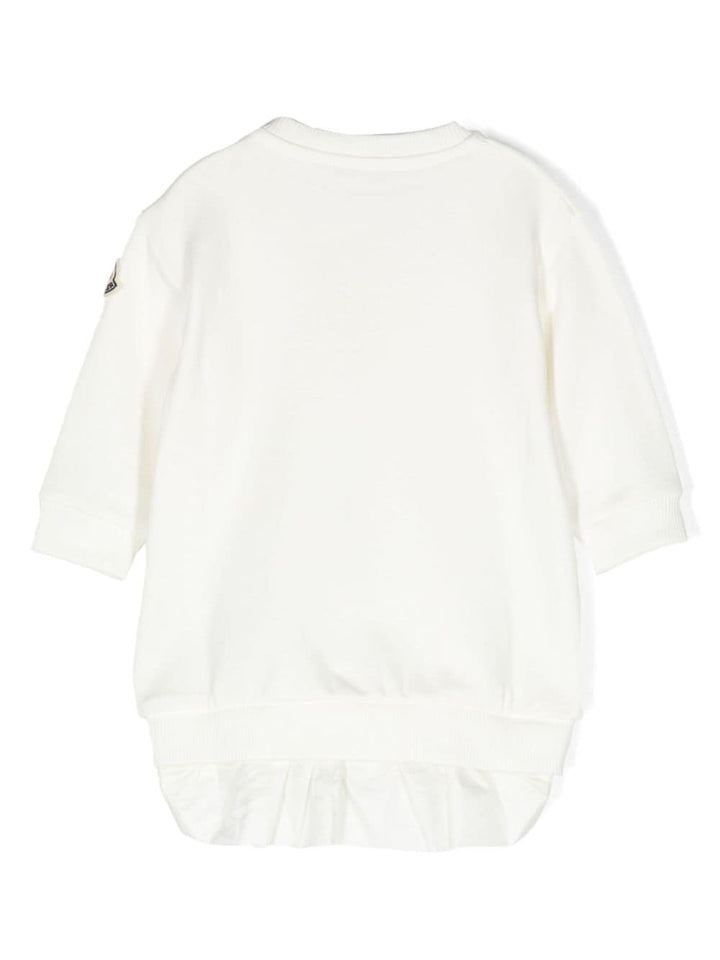Robe nouveau-né blanche à manches longues et logo appliqué