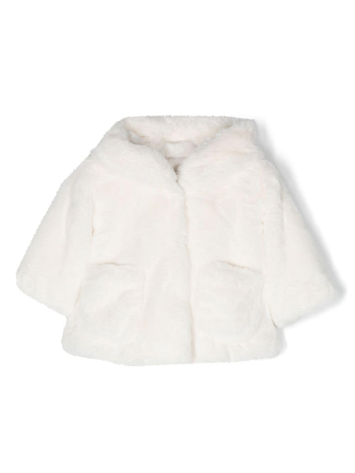 Manteau fourrure blanc nouveau-né avec capuche