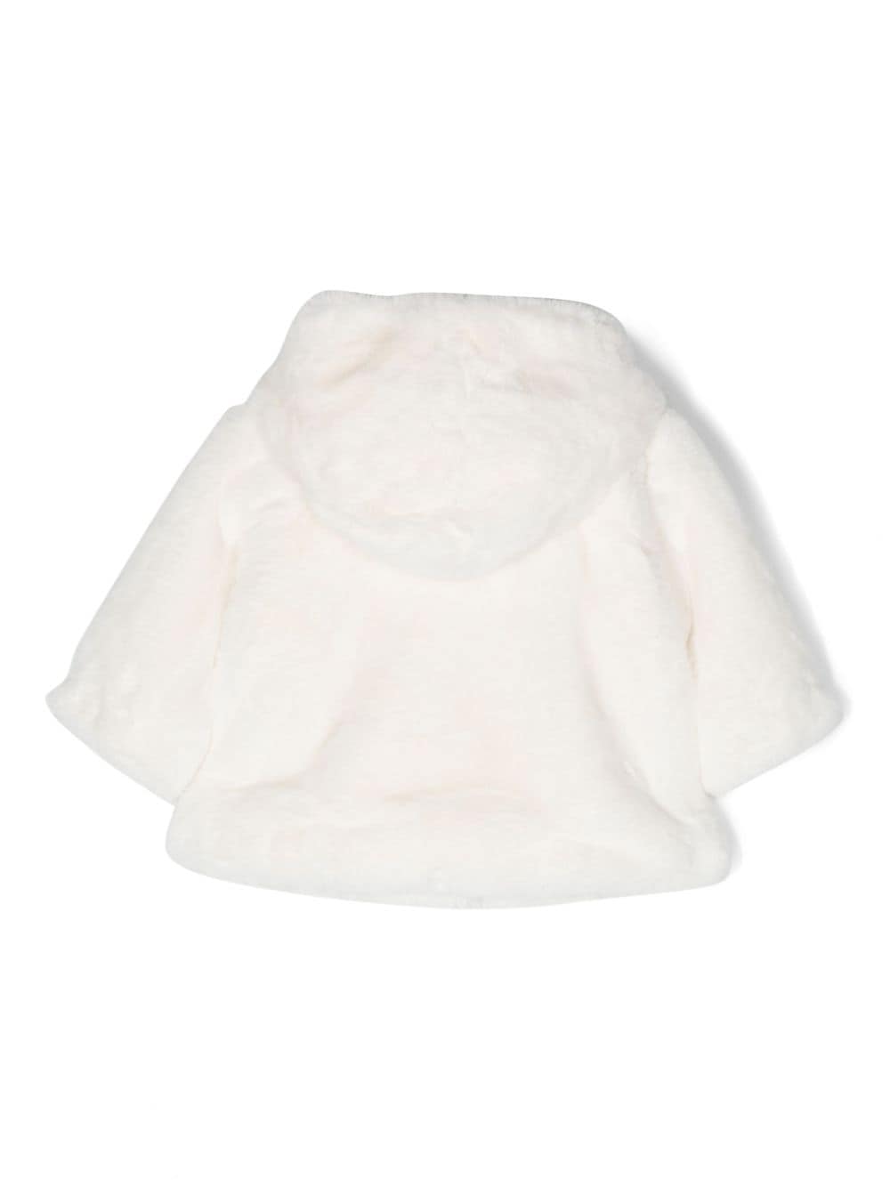 Pelliccia bianca neonata con cappuccio