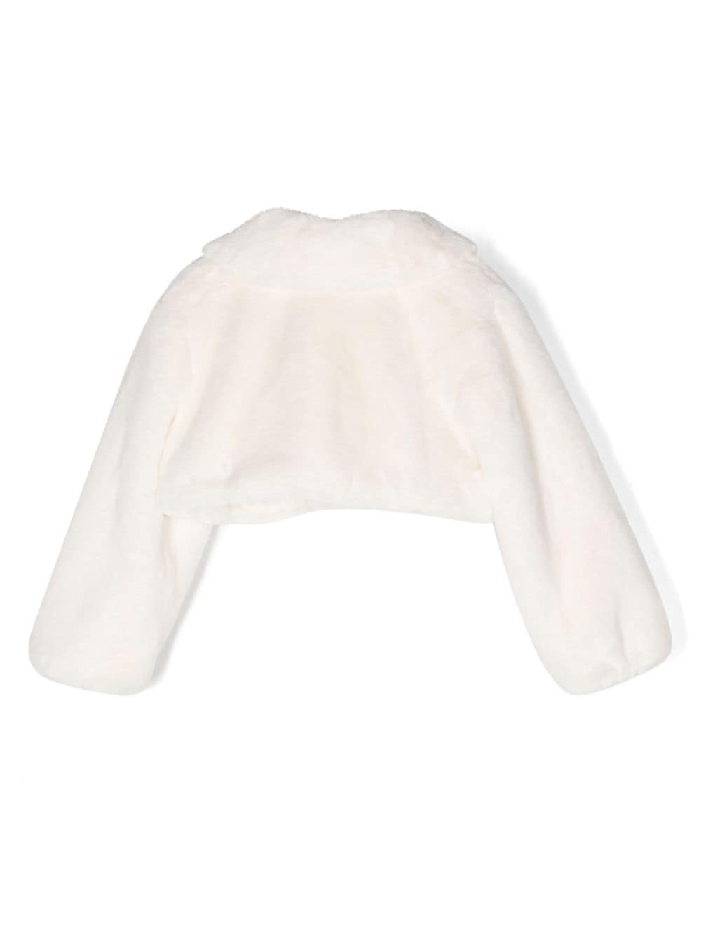 Manteau de fourrure blanc pour fille avec col et manches longues