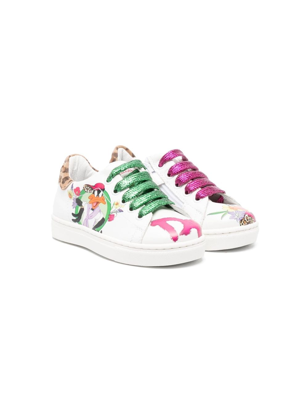 Sneakers bianche con stampa multicolor