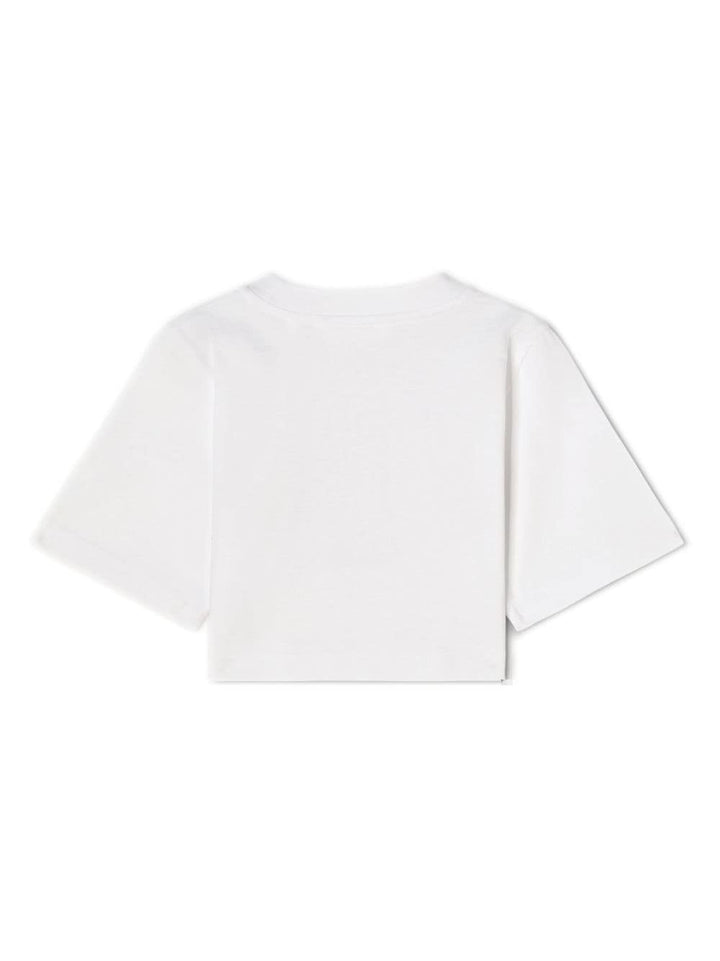 T-shirt fille blanc avec imprimé multicolore