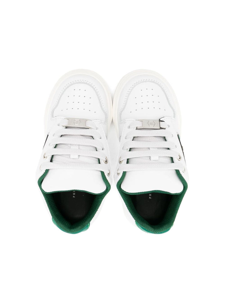 Baskets enfant blanches avec détails verts