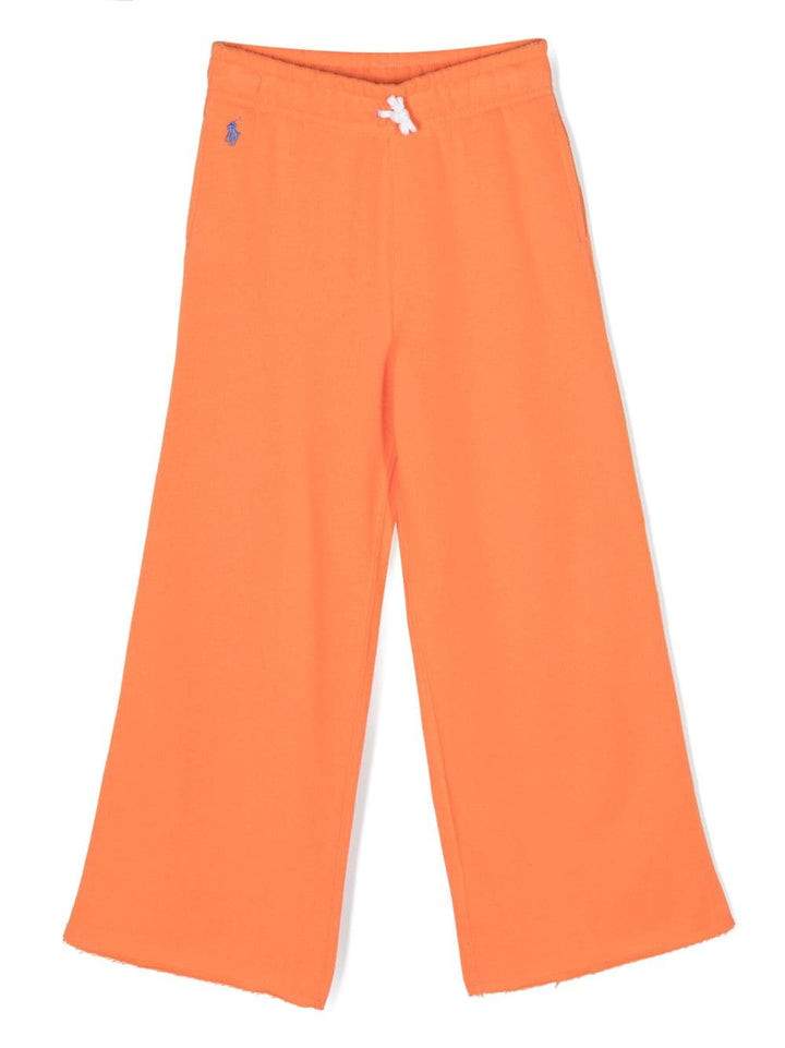 Pantaloni arancione bambina con ricamo