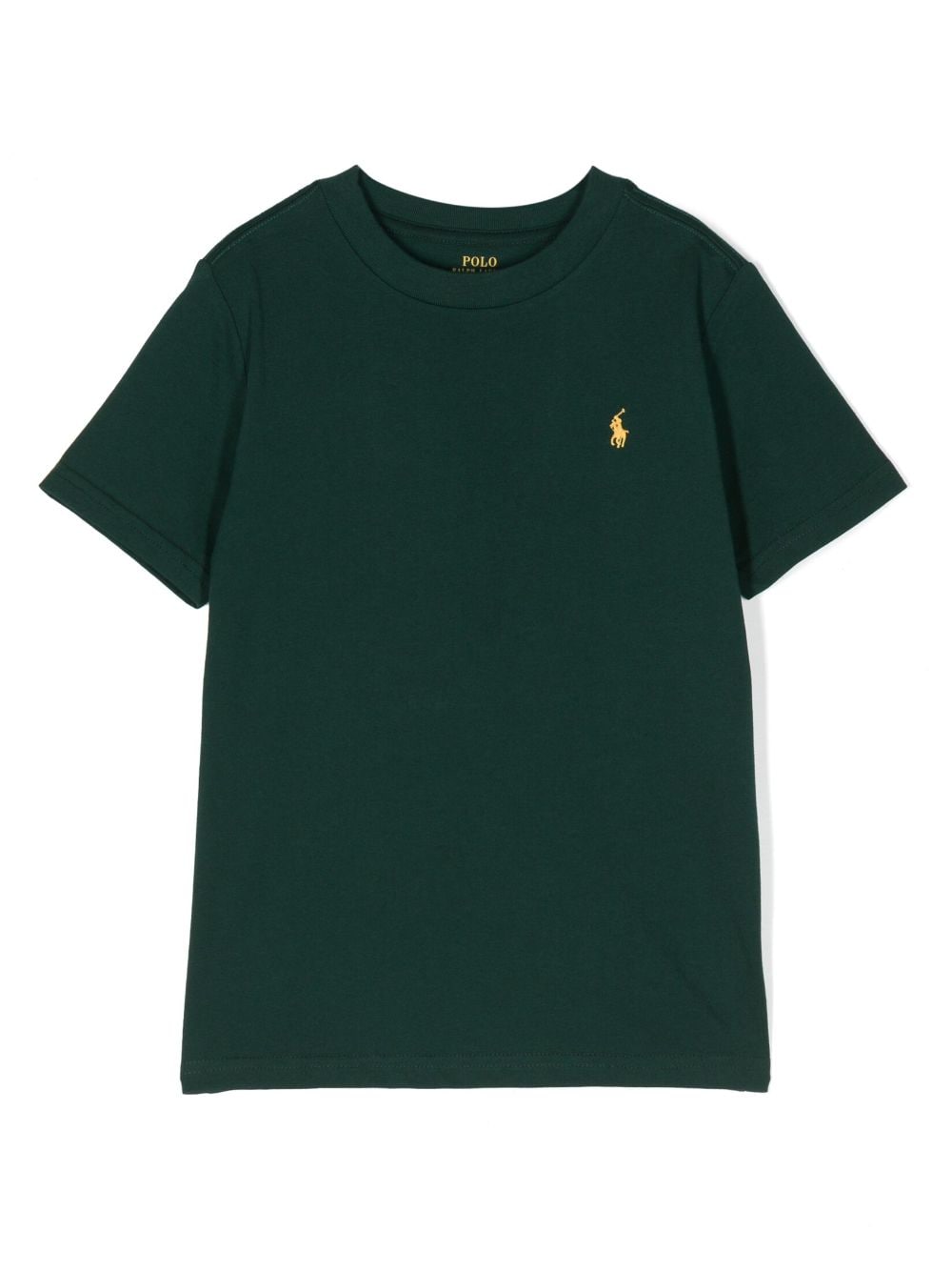 T-shirt verde bambino con ricamo