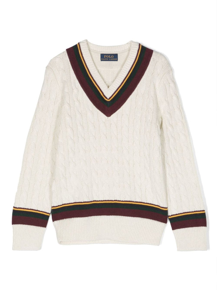 Maglione crema e multicolor bambino