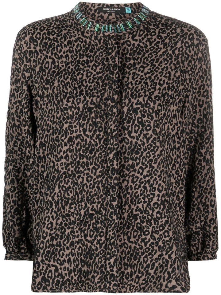 Camicia donna con stampa leopardata