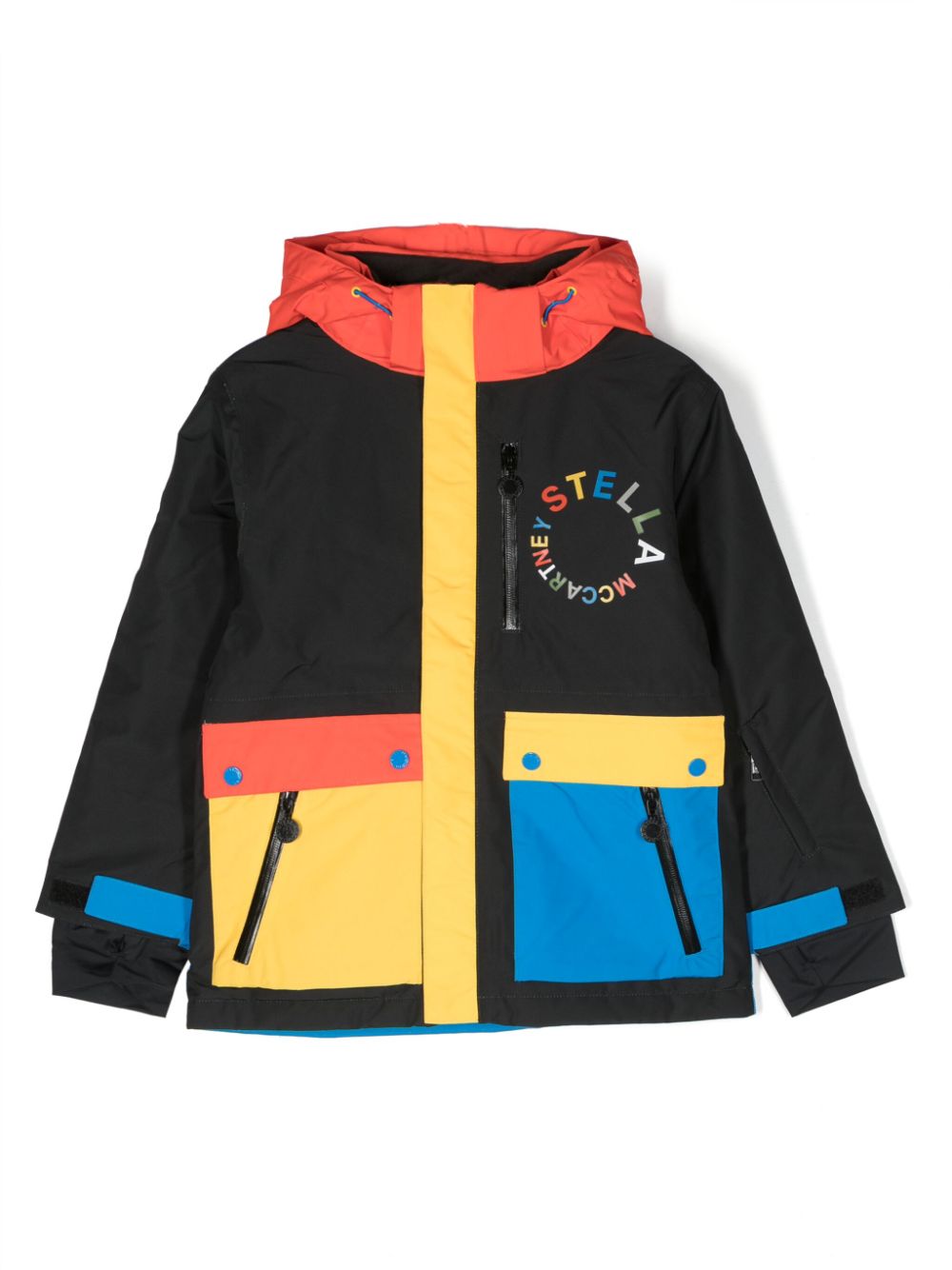 Veste enfant noire et multicolore avec logo